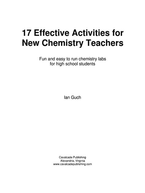 Fillable Online 17 Effective Activities for New Chemistry Teachers Fax ...