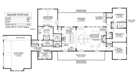 4 Bedroom Ranch Style House Plan With Outdoor Kitchen - Family Home ...