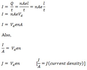 Expression for drift velocity - Reference Notes