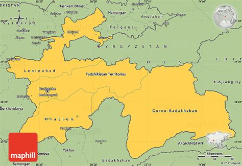 Savanna Style Simple Map of Tajikistan