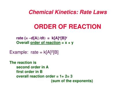 PPT - Chemical Kinetics: Rate Laws ORDER OF REACTION PowerPoint Presentation - ID:4521199