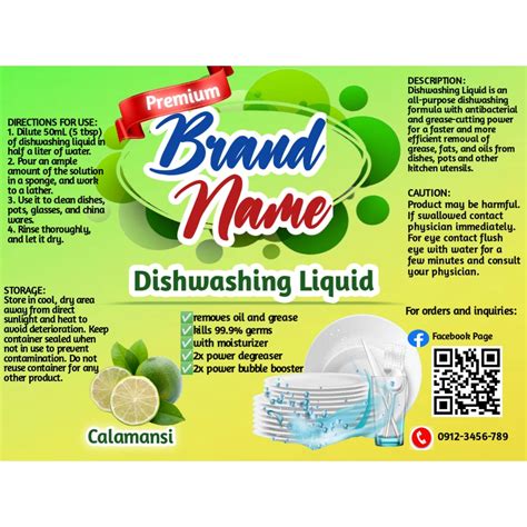 Sticker Label Size For Dishwashing Liquid - Design Talk