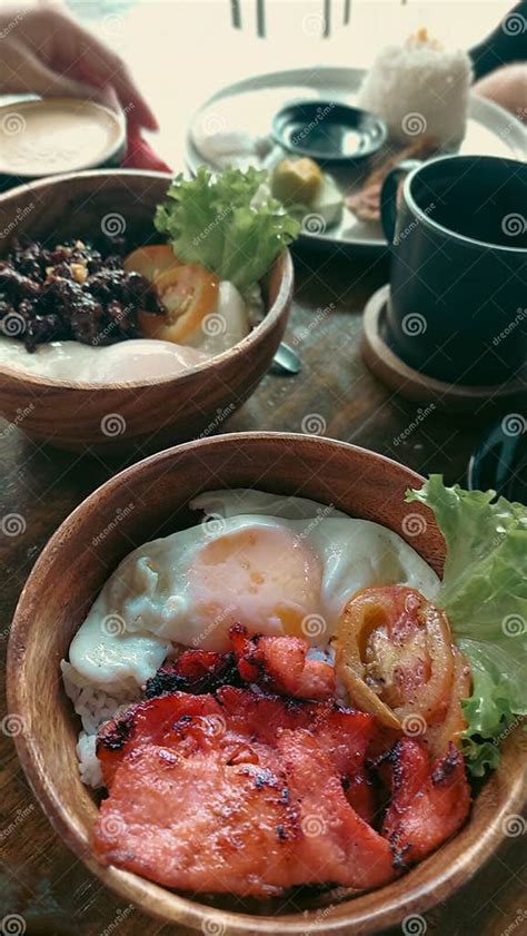 Overhead View of Tocilog and Tapsilog for Breakfast Stock Image - Image of dish, tapa: 290312261