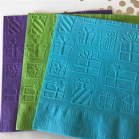 Birthday Napkins Embossed Paper Napkin Birthday Birthday | Etsy