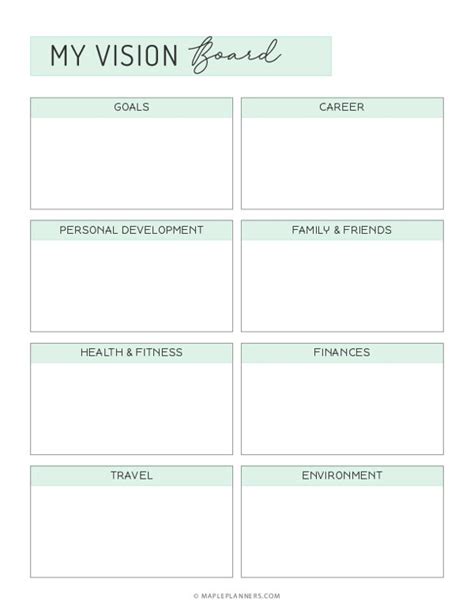 Free Printable Vision Board Template