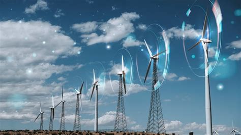 Free Photo | Wind energy with wind turbines background