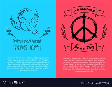 International peace day symbols on bright posters Vector Image