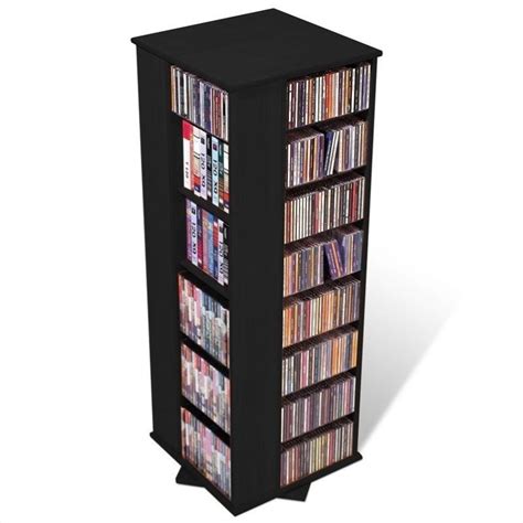53" 4-Sided CD DVD Media Spinning Storage Tower in Black - BMS-0800-K