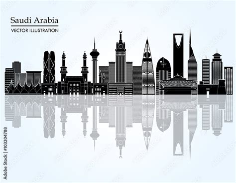 Skyline of Saudi Arabia, detailed silhouette. Vector illustration Stock Vector | Adobe Stock