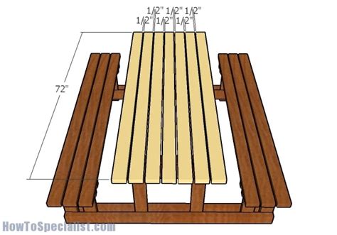 6 Foot Picnic Table with Benches Plans | HowToSpecialist - How to Build, Step by Step DIY Plans