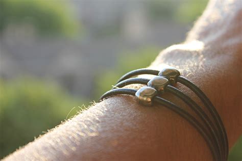 WOMEN LEATHER BRACELET Brown leather bracelet Beaded | Etsy