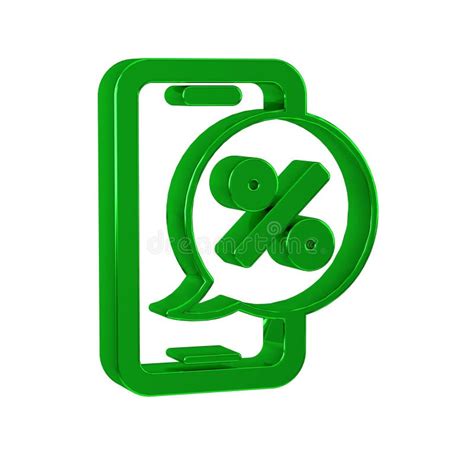 Green Percent Discount on Mobile Phone Icon Isolated on Transparent Background. Sale Percentage ...