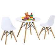 Rent to own Gymax Kids Modern Dining Table Set Round Table with 2 Armless Chairs White | RTBShopper