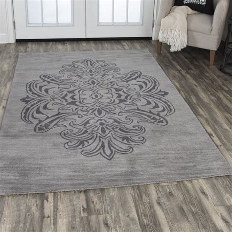 Rosdorf Park Beecroft Hand-Tufted Wool Grey/Dark Grey Area Rug ...