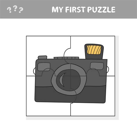 Camera with a lens. Education paper game for preshool children. Jigsaw puzzle 4651619 Vector Art ...