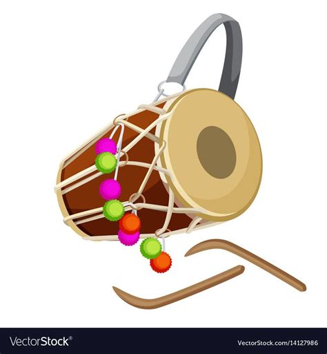 Drum percussion instrument double-headed dhol and Vector Image | Percussion instruments, Mural ...