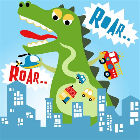 Giant monster attack city, vector cartoon illustration 19494149 Vector ...