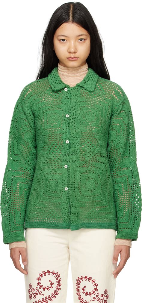 Bode: Green Tablecloth Shirt | SSENSE