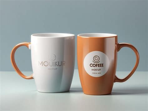 Premium Photo | 3D Set of Two Coffee Mugs Mockup