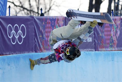 Shaun White of the U.S. competes during the men’s snowboard halfpipe qualification round at the ...