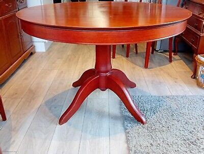 M&S Round Extendable Wood Pedestal Style Dinning table & 6 Good Matching Chairs. | eBay