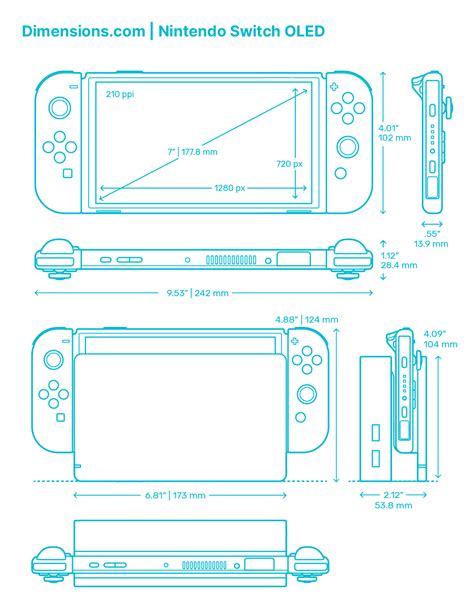 Nintendo Switch OLED Dimensions & Drawings | Dimensions.com