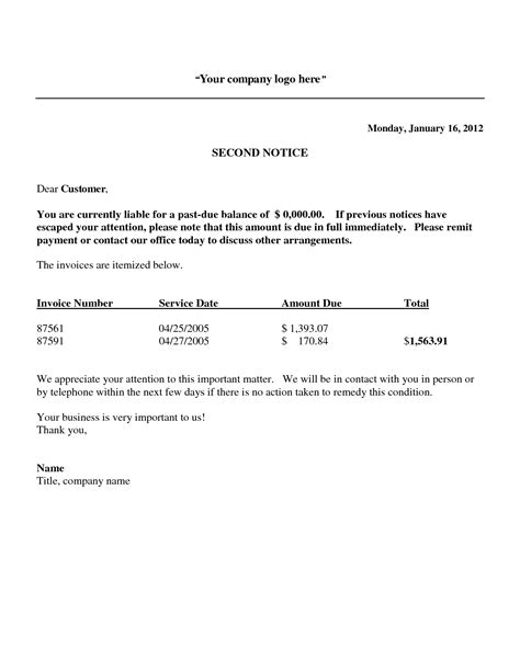 Letter For Past Due Invoice | Invoice Template Ideas