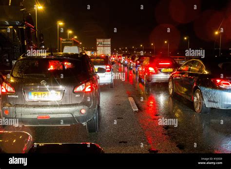 Traffic jam at night, on the M6 motorway, UK Stock Photo - Alamy