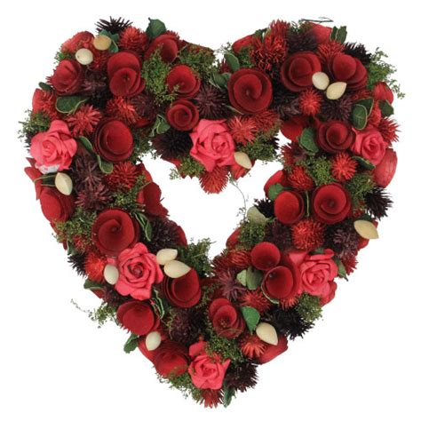 13.5" Red Rose Heart Shaped Artificial Valentine's Day Wreath - Unlit ...