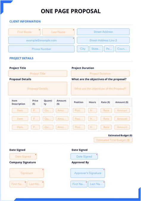 One Page Proposal Template - Sign Templates | Jotform