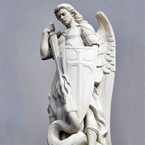 Outdoor large male guardian angel statue st Michael the archangel