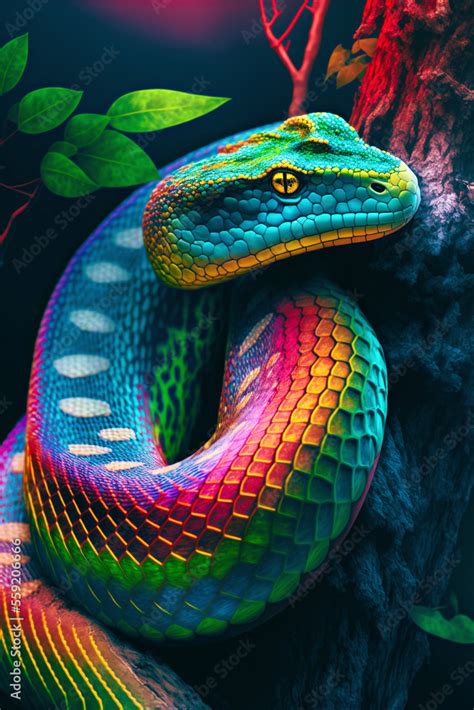 Rainbow Snake Python Stock Illustration | Adobe Stock