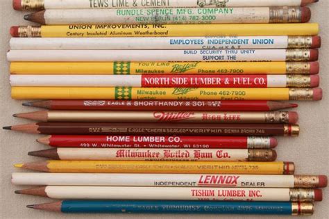 collection of vintage wood pencils, old advertising pencil lot, builder ...