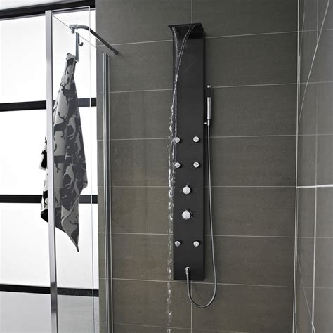 Waterfall Shower Panel Tower System with Body Jets Gun Metal Finish ...