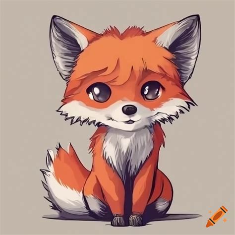 Anime-style illustration of a cute red fox on Craiyon