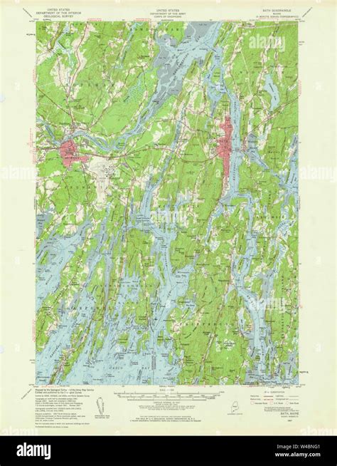 Maine USGS Historical Map Bath 306458 1957 62500 Restoration Stock Photo - Alamy