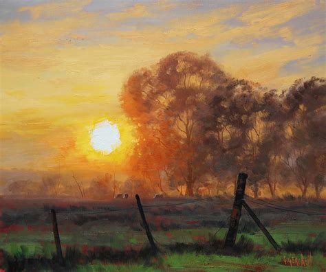 Farm Sunrise Painting by artsaus on DeviantArt