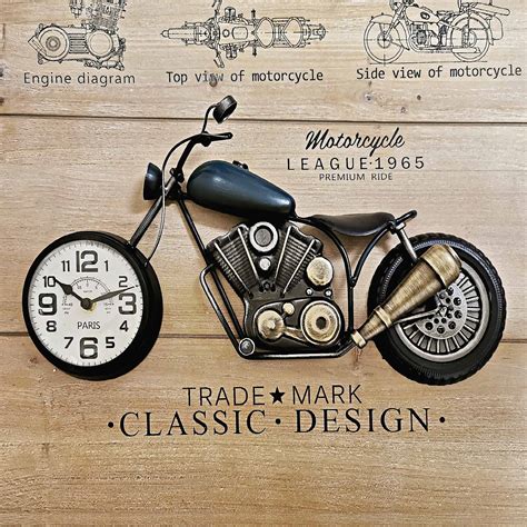 Vintage Three Motorcycles Wall Clock | Boxman