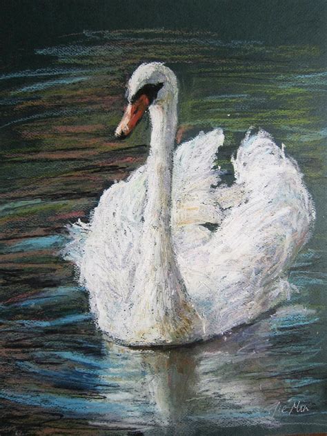 White Swan Painting by Jieming Wang