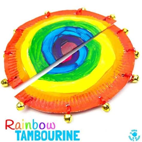 Rainbow Paper Plate Tambourine Craft - Kids Craft Room