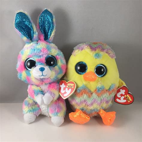 Ty Beanie Boos Set - HOPS & CORWIN the 2023 Easter Bunny and Egg Chick ...