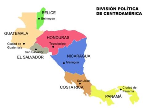 Países de América Central y sus Capitales - Listas y Mapas