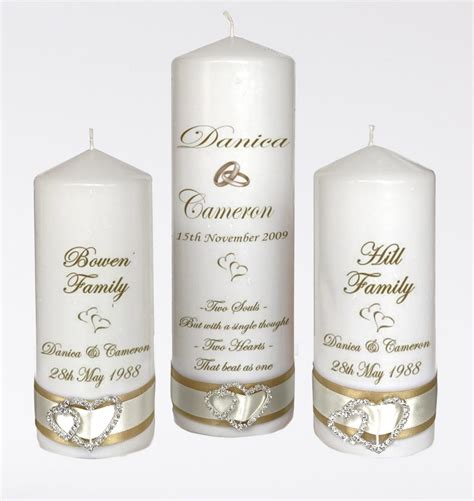 Wedding Personalised Unity Candle Set of 3 Elegance - Ceremony