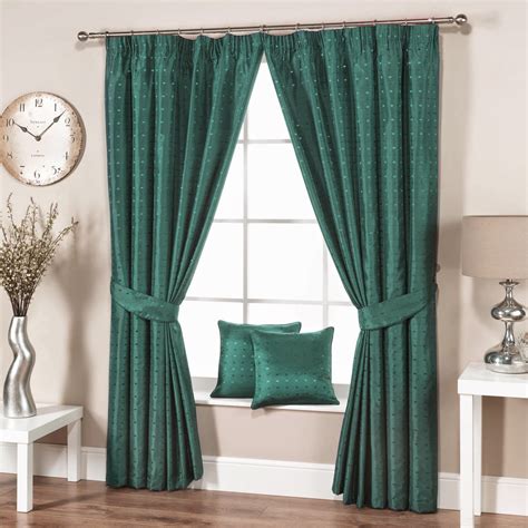 Green living room curtains for modern interior