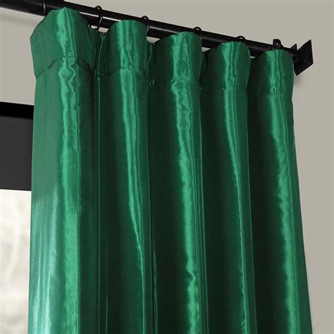 Emerald Green Solid Faux Silk Taffeta Curtain | Emerald green curtains, Satin curtains, Green ...