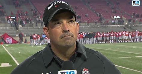 Ohio State head coach Ryan Day walks through his team’s performance in ...