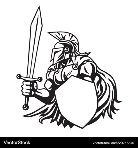 Spartan warrior drawing Royalty Free Vector Image