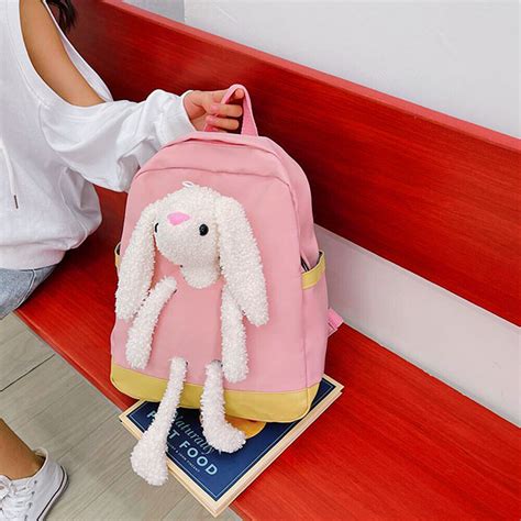 Cute Kids Cartoon Bunny Backpack Kindergarten Canvas Large Knapsack ...