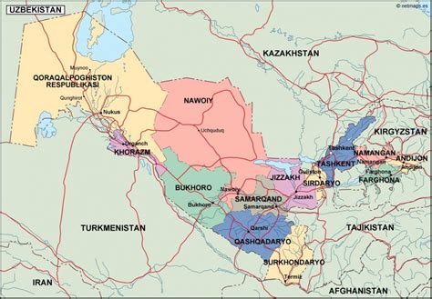 uzbekistan political map. Eps Illustrator Map | Vector World Maps