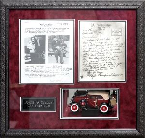 Bonnie & Clyde Framed Replica Letter And Car